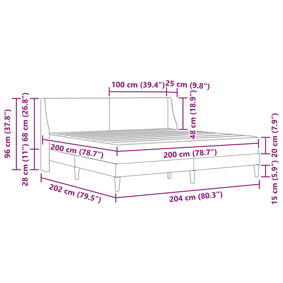 Bedframe met matras met hoofdeinde Polyester