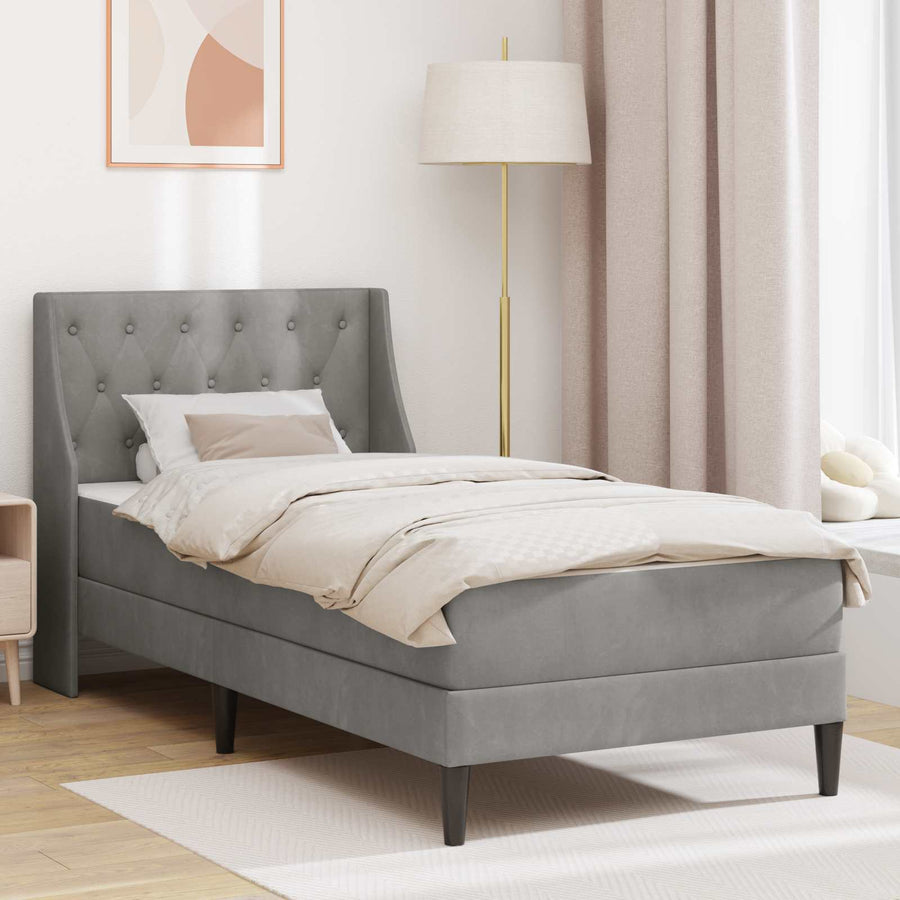 Bedframe met matras Wandgemonteerd 2 pcs Lichtgrijs Fluweel