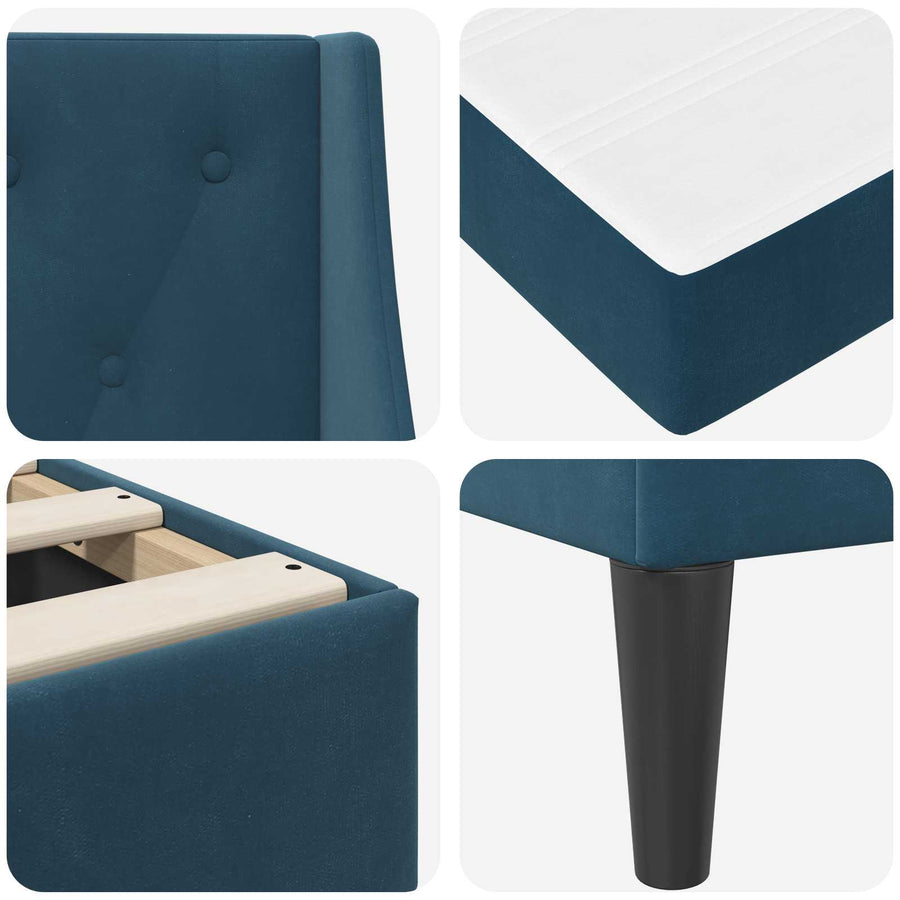 Bedframe met matras Wandgemonteerd 2 pcs Blauw Fluweel