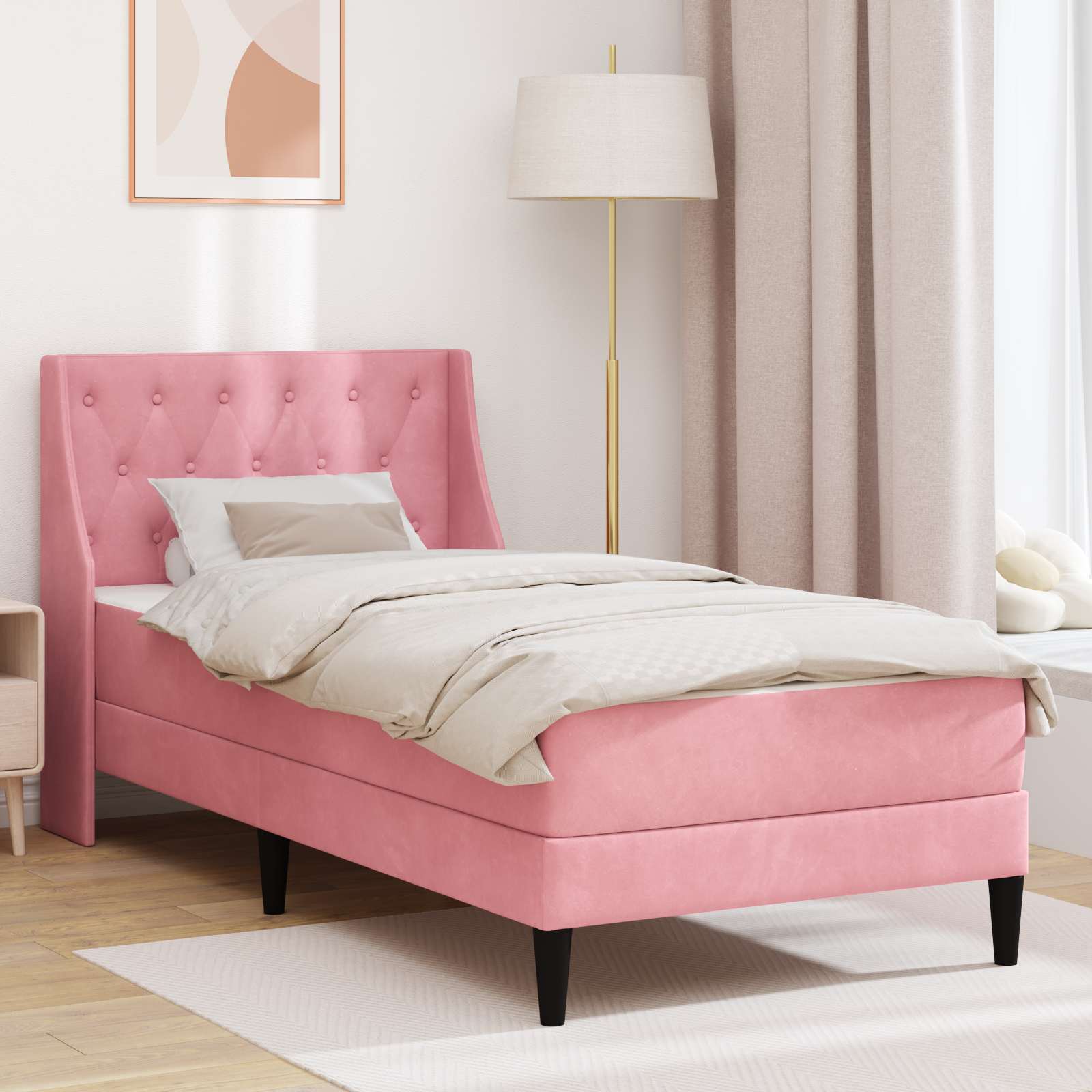 Bedframe met matras Wandgemonteerd 2 pcs Roze Fluweel