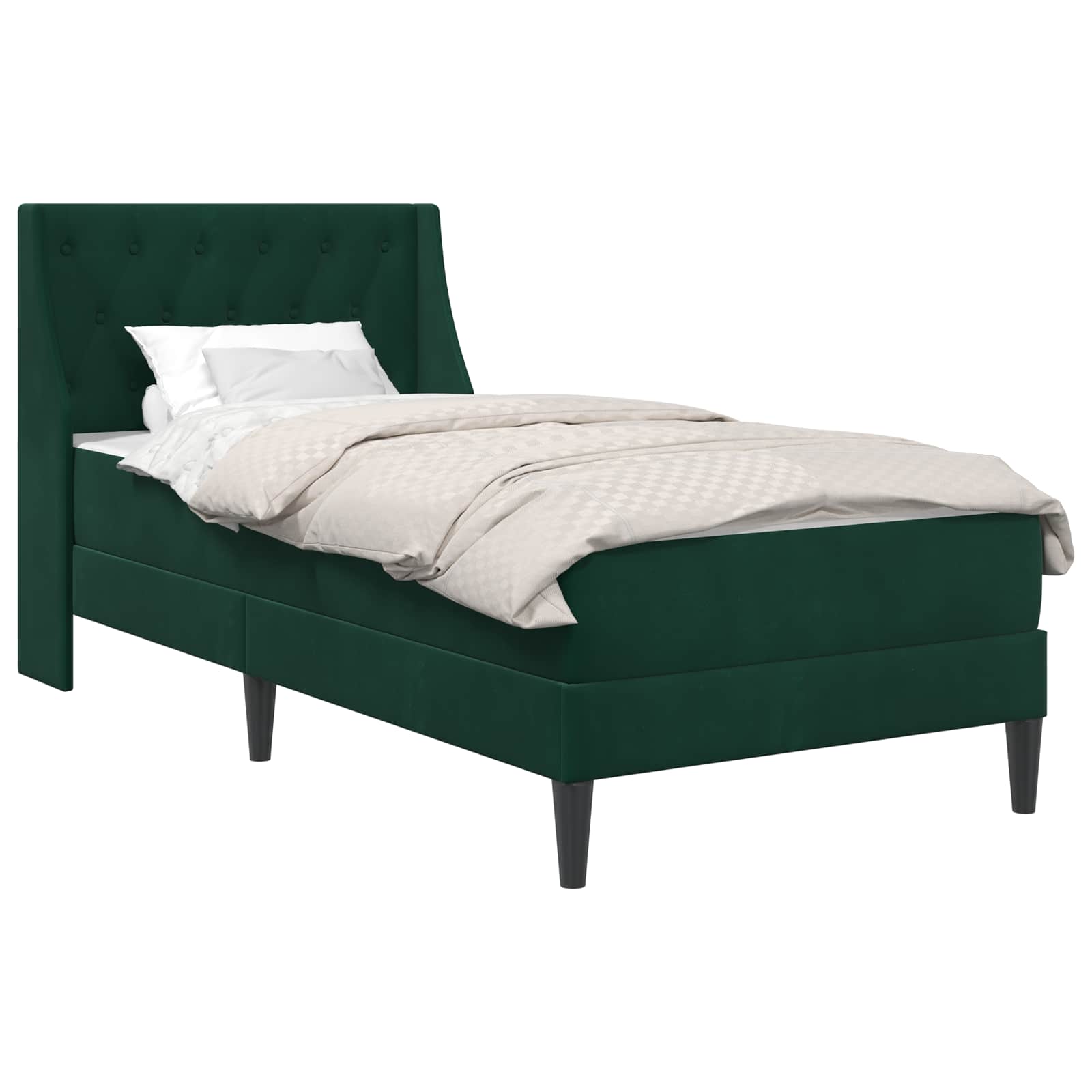 Bedframe met matras Donkergroen 90 x 200 cm Fluweel