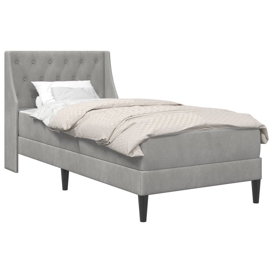 Bedframe met matras Lichtgrijs 100 x 200 cm Fluweel