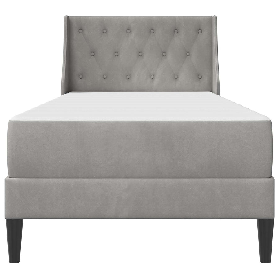 Bedframe met matras Lichtgrijs 100 x 200 cm Fluweel