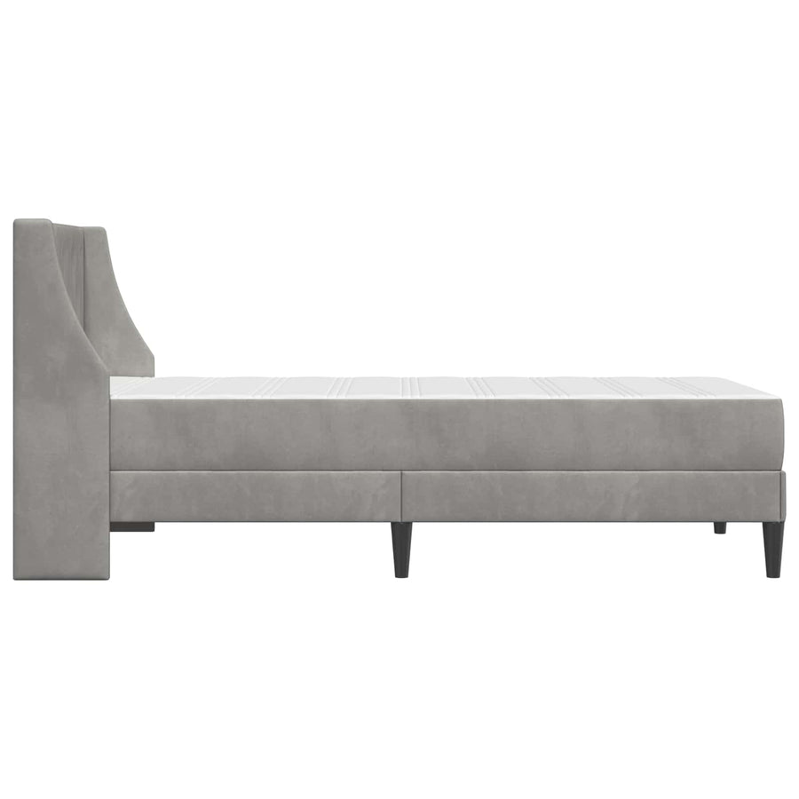 Bedframe met matras Lichtgrijs 100 x 200 cm Fluweel