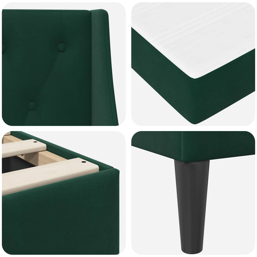 Bedframe met matras Wandgemonteerd 2 pcs Donkergroen Fluweel