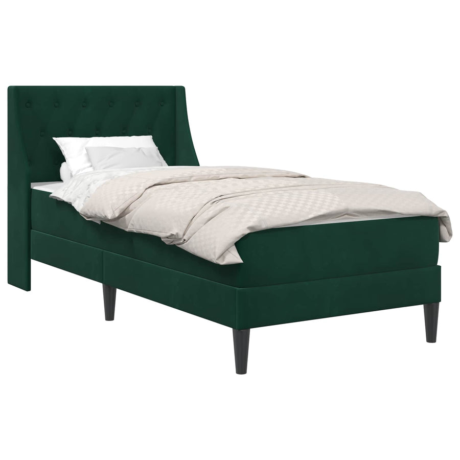 Bedframe met matras Wandgemonteerd 2 pcs Donkergroen Fluweel