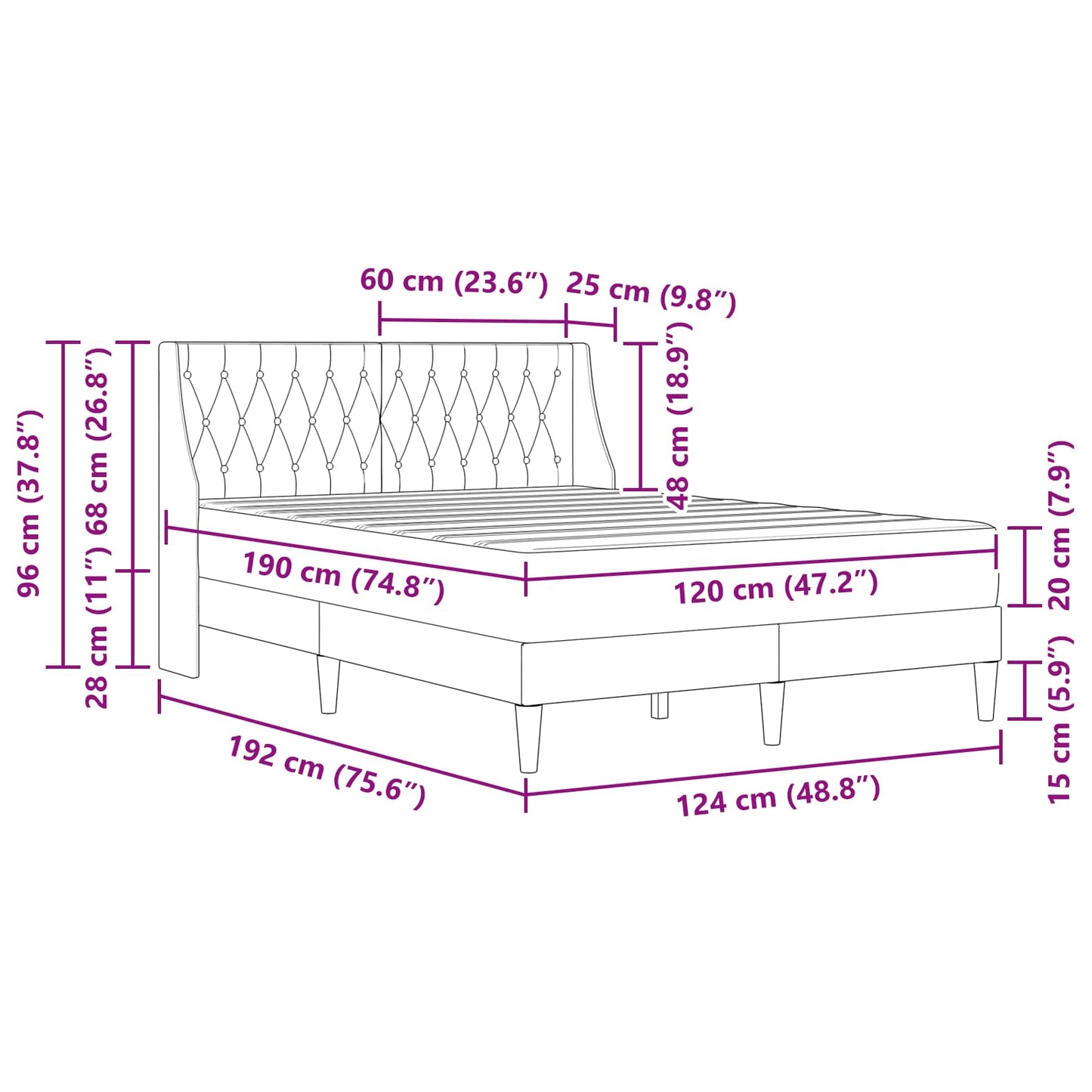 Bedframe met matras met matras met hoofdeinde Fluweel