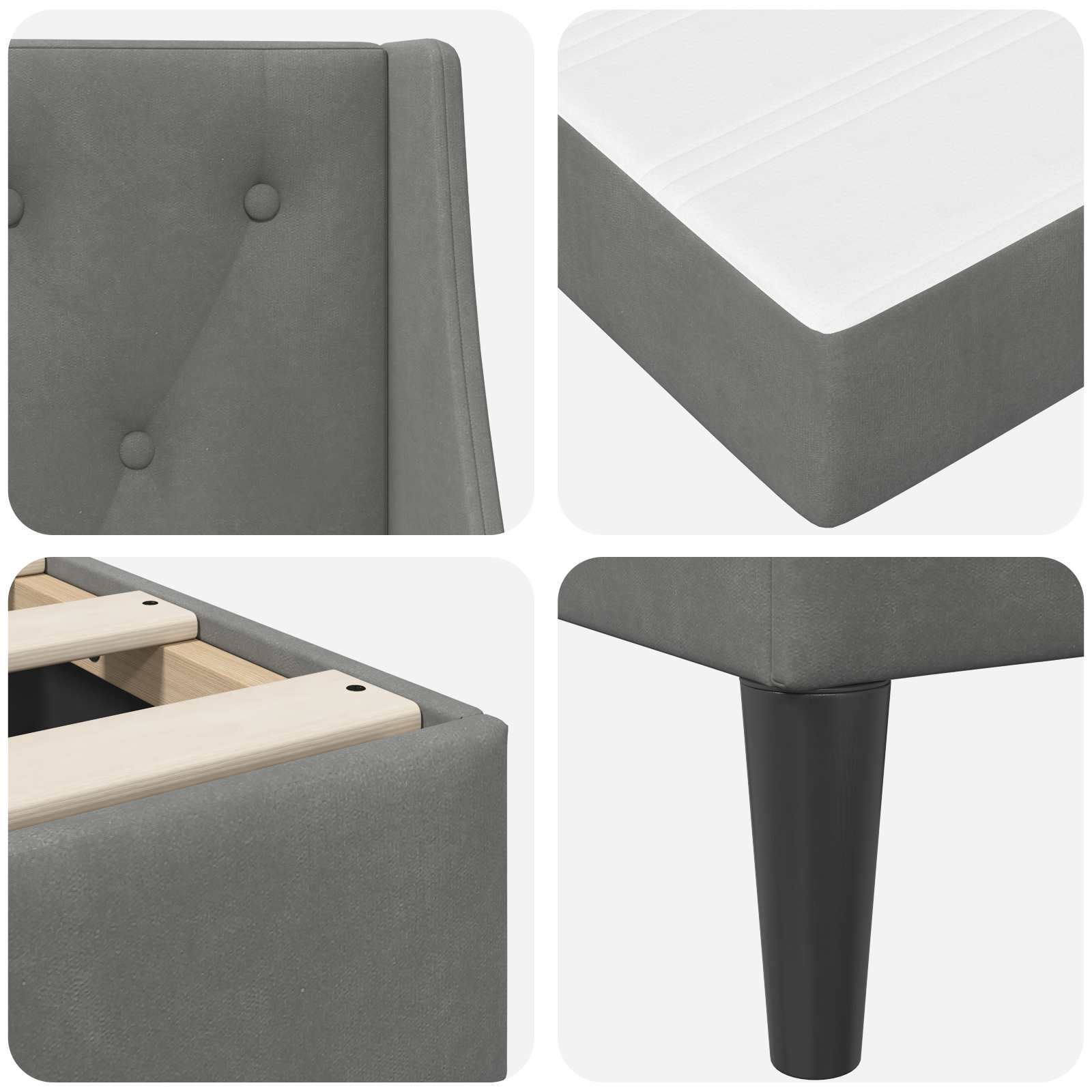 Bedframe met matras Wandgemonteerd 2 pcs Donkergrijs Fluweel