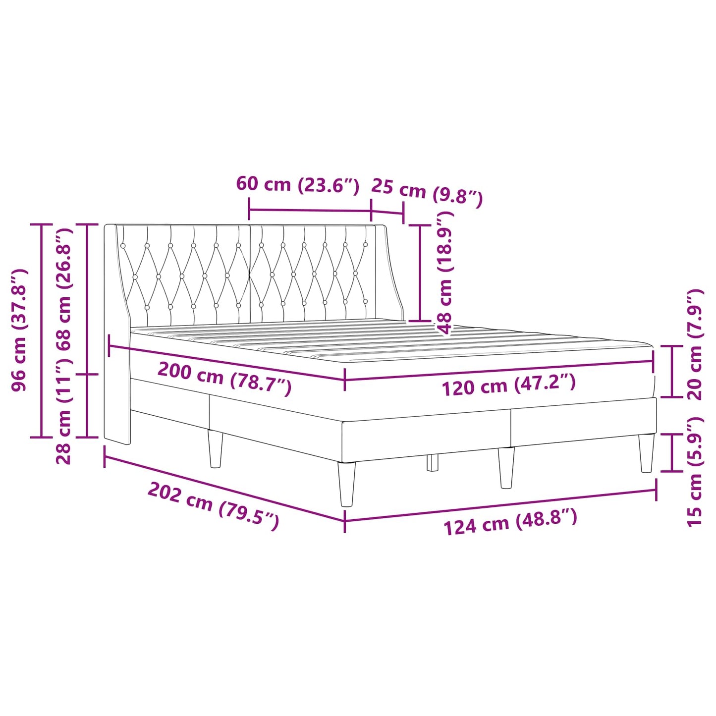 Bedframe met matras Wandgemonteerd 2 pcs Donkergrijs Fluweel