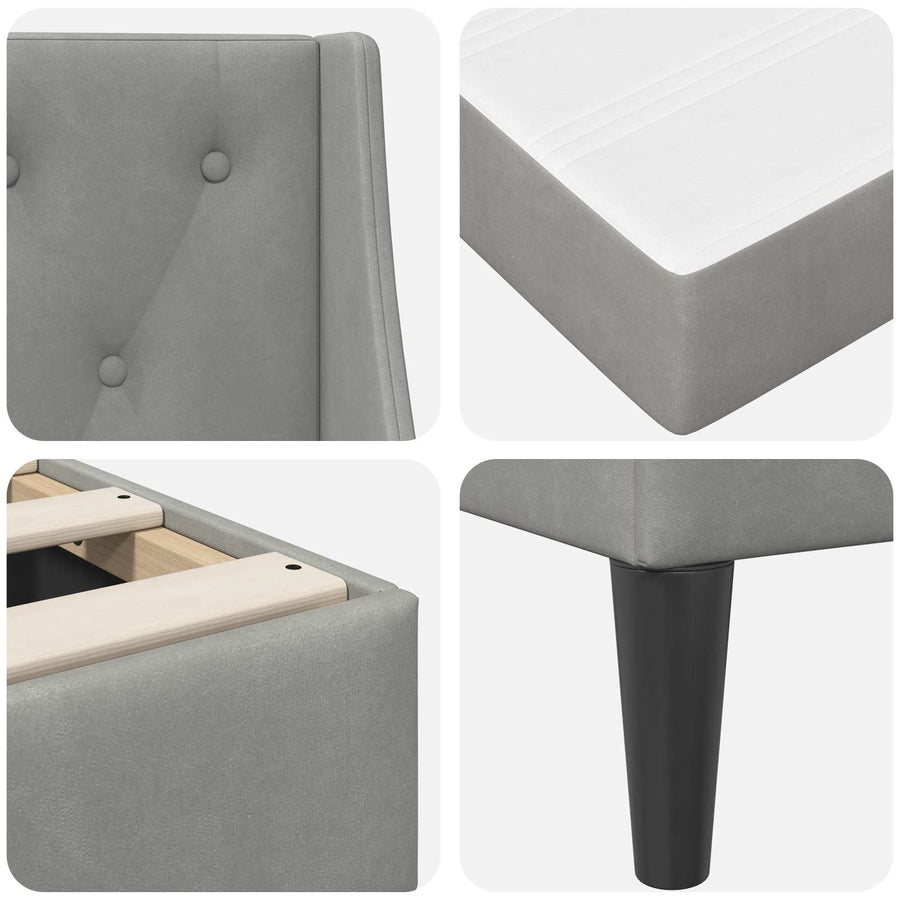 Bedframe met matras Wandgemonteerd 2 pcs Lichtgrijs Fluweel