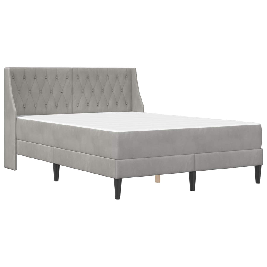 Bedframe met matras Wandgemonteerd 2 pcs Lichtgrijs Fluweel