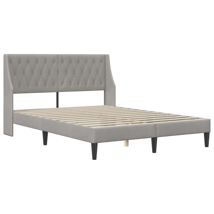 Bedframe met matras Wandgemonteerd 2 pcs Lichtgrijs Fluweel