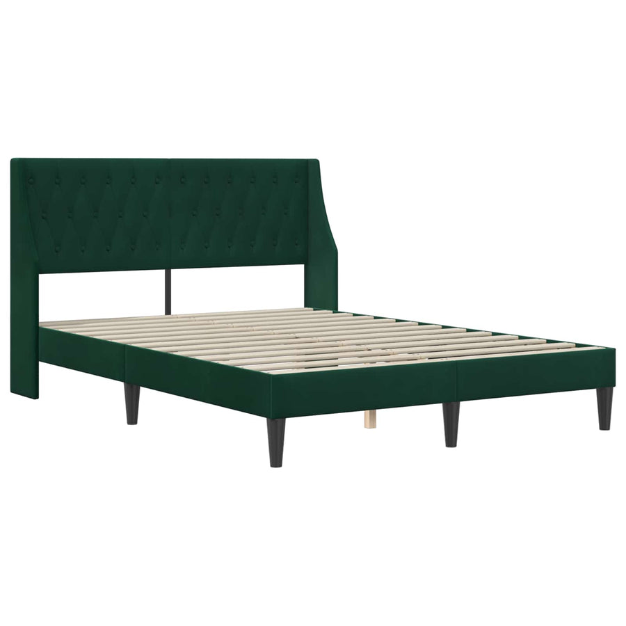 Bedframe met matras Wandgemonteerd 2 pcs Donkergroen Fluweel