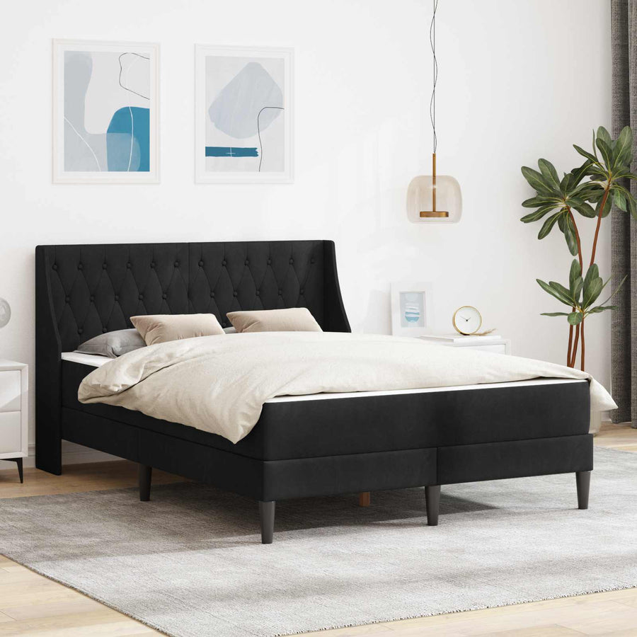 Bedframe met matras Wandgemonteerd 2 pcs Zwart Fluweel