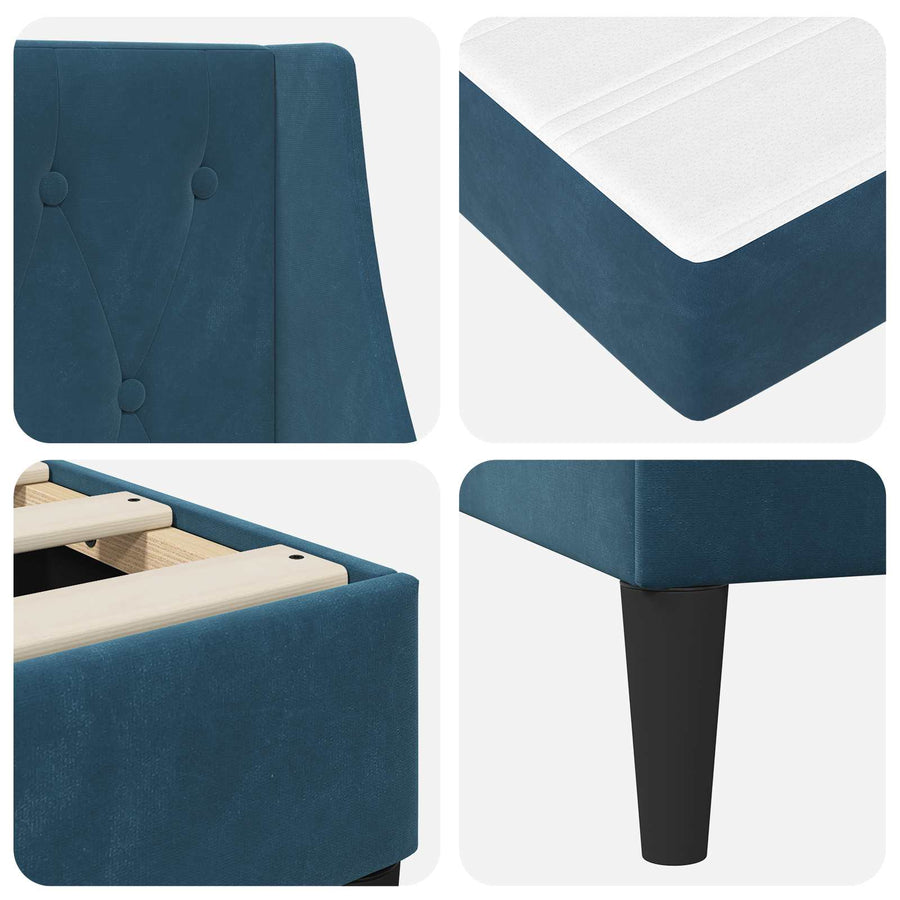 Bedframe met matras Wandgemonteerd 2 pcs Blauw Fluweel