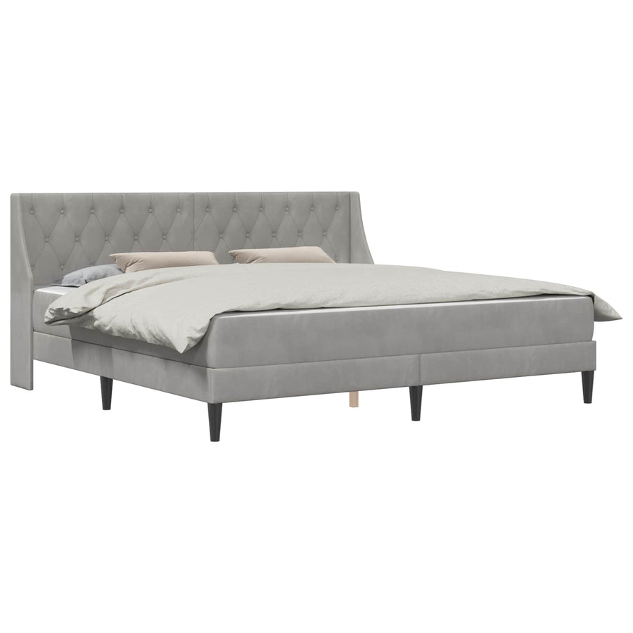 Bedframe met matras Wandgemonteerd 2 pcs Lichtgrijs Fluweel