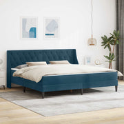Bedframe met matras 202 cm blauw fluweel
