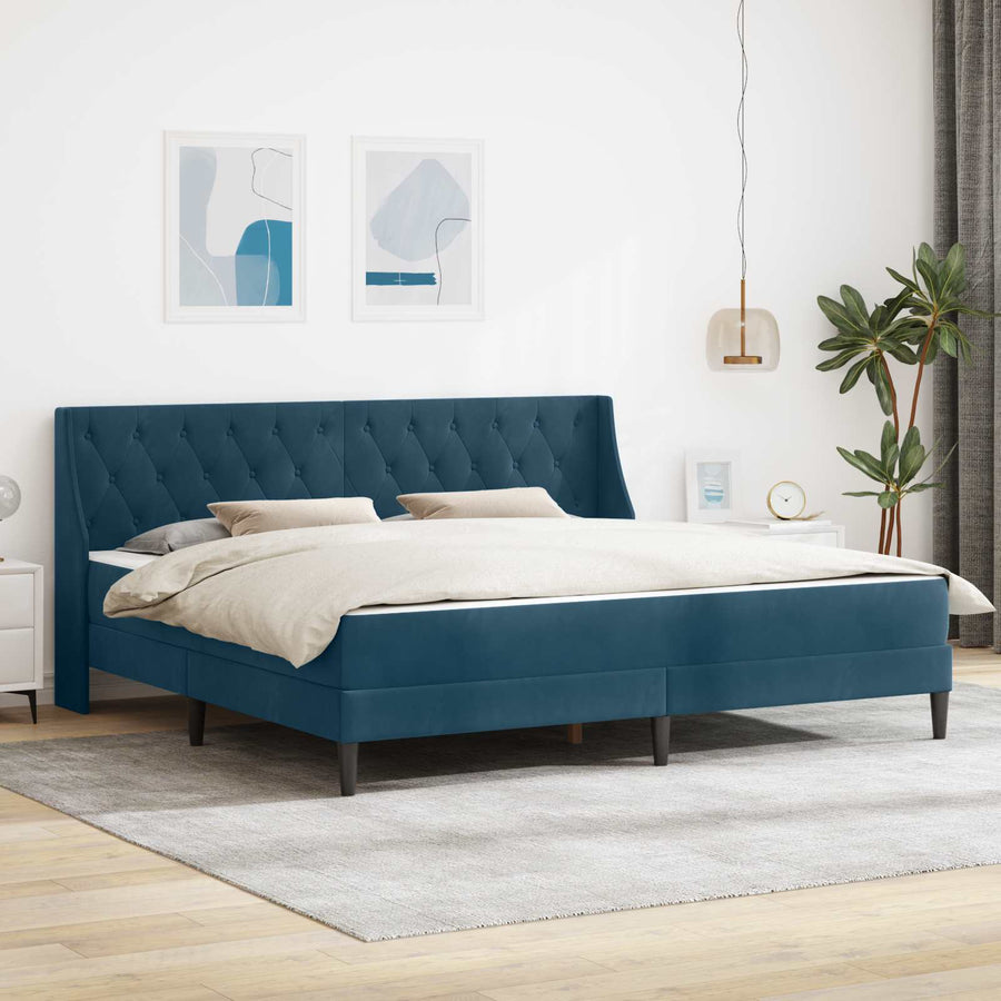Bedframe met matras Wandgemonteerd 2 pcs Blauw Fluweel