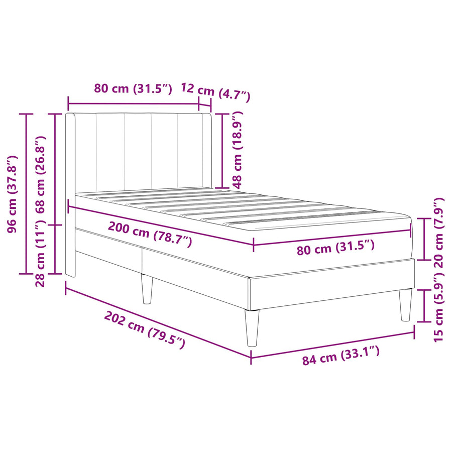 Bedframe Blauw 80 x 200 cm Fluweel
