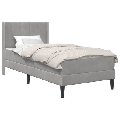 Bedframe met matras met hoofdeinde 2 pcs Lichtgrijs Fluweel