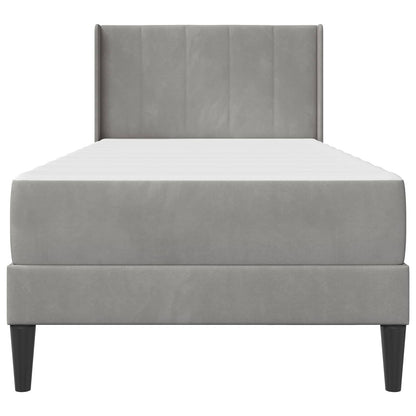 Bedframe met matras met hoofdeinde 2 pcs Lichtgrijs Fluweel