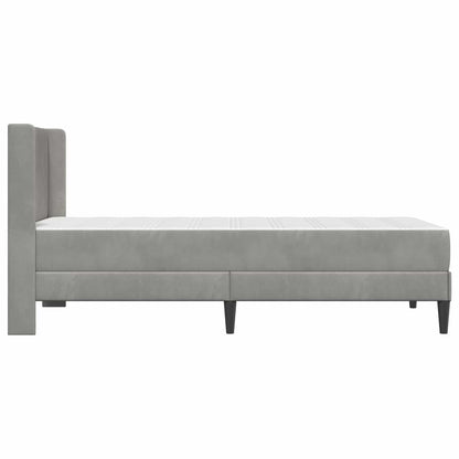 Bedframe met matras met hoofdeinde 2 pcs Lichtgrijs Fluweel