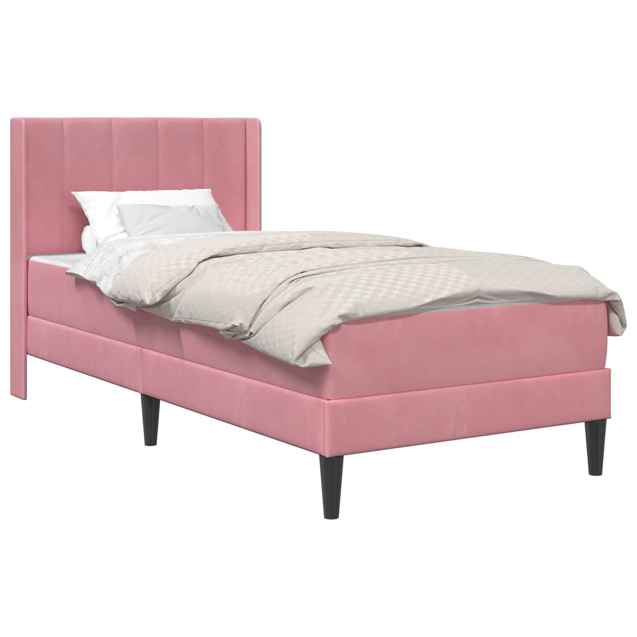 Bedframe met matras met hoofdeinde 2 pcs Roze Fluweel
