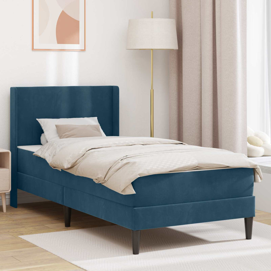 Bedframe met matras met hoofdeinde 2 pcs Blauw Fluweel
