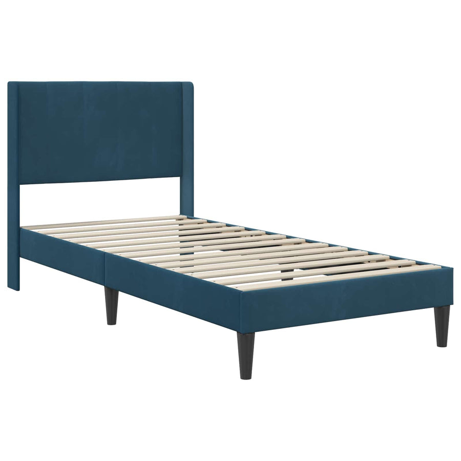 Bedframe met matras met hoofdeinde 2 pcs Blauw Fluweel