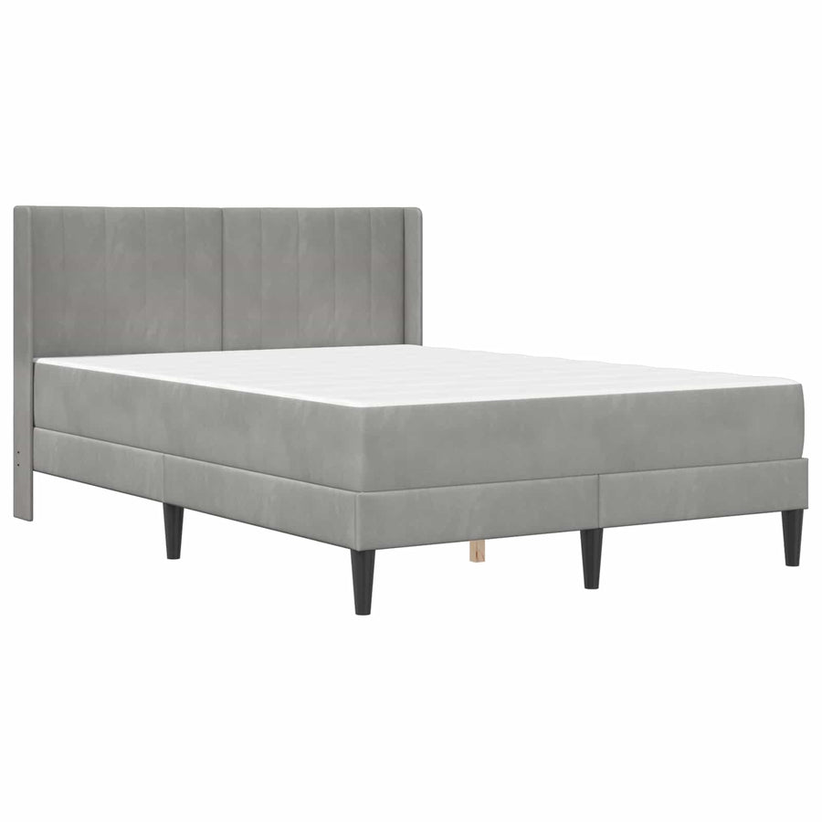 Bedframe met matras met hoofdeinde 2 pcs Lichtgrijs Fluweel