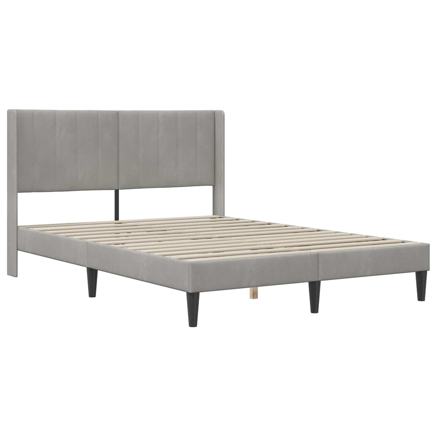 Bedframe met matras met hoofdeinde 2 pcs Lichtgrijs Fluweel