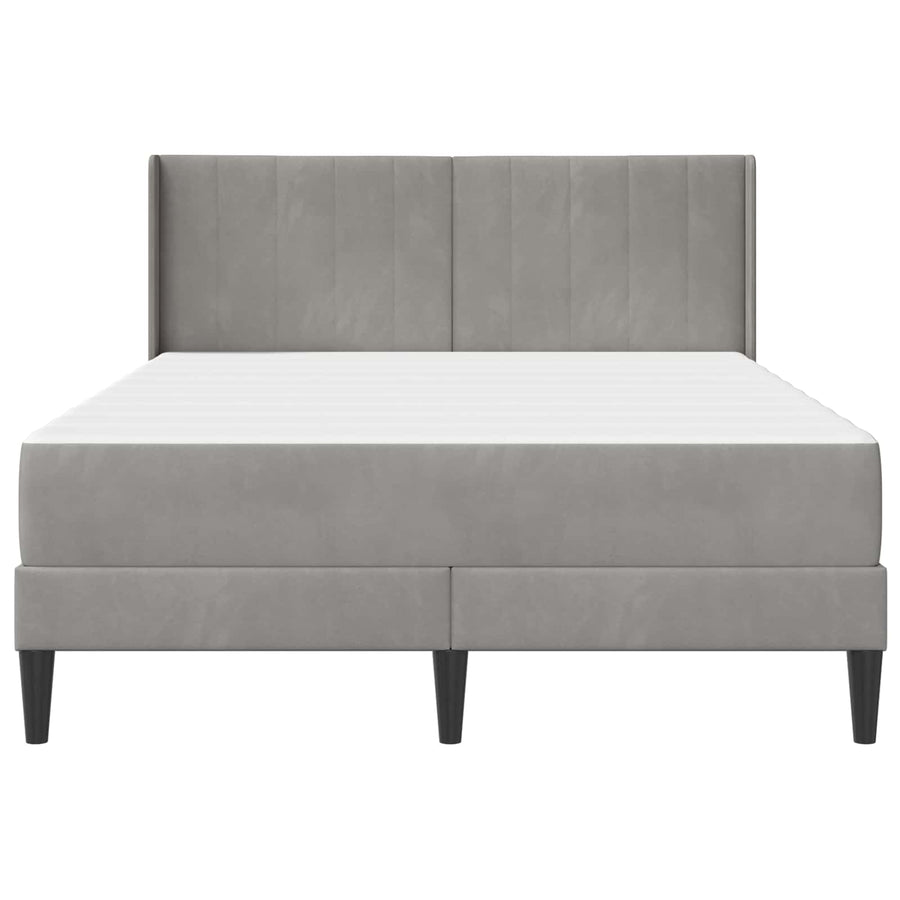Bedframe met matras met hoofdeinde 2 pcs Lichtgrijs Fluweel