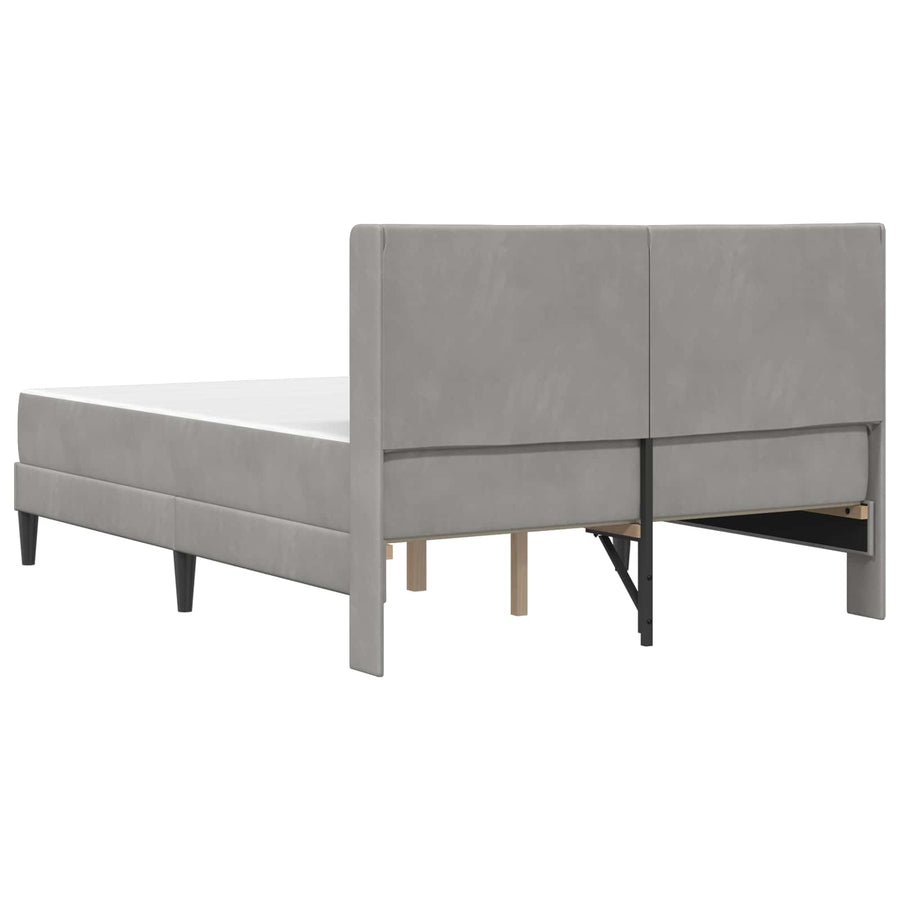 Bedframe met matras met hoofdeinde 2 pcs Lichtgrijs Fluweel
