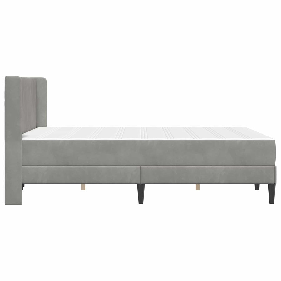 Bedframe met matras met hoofdeinde 2 pcs Lichtgrijs Fluweel