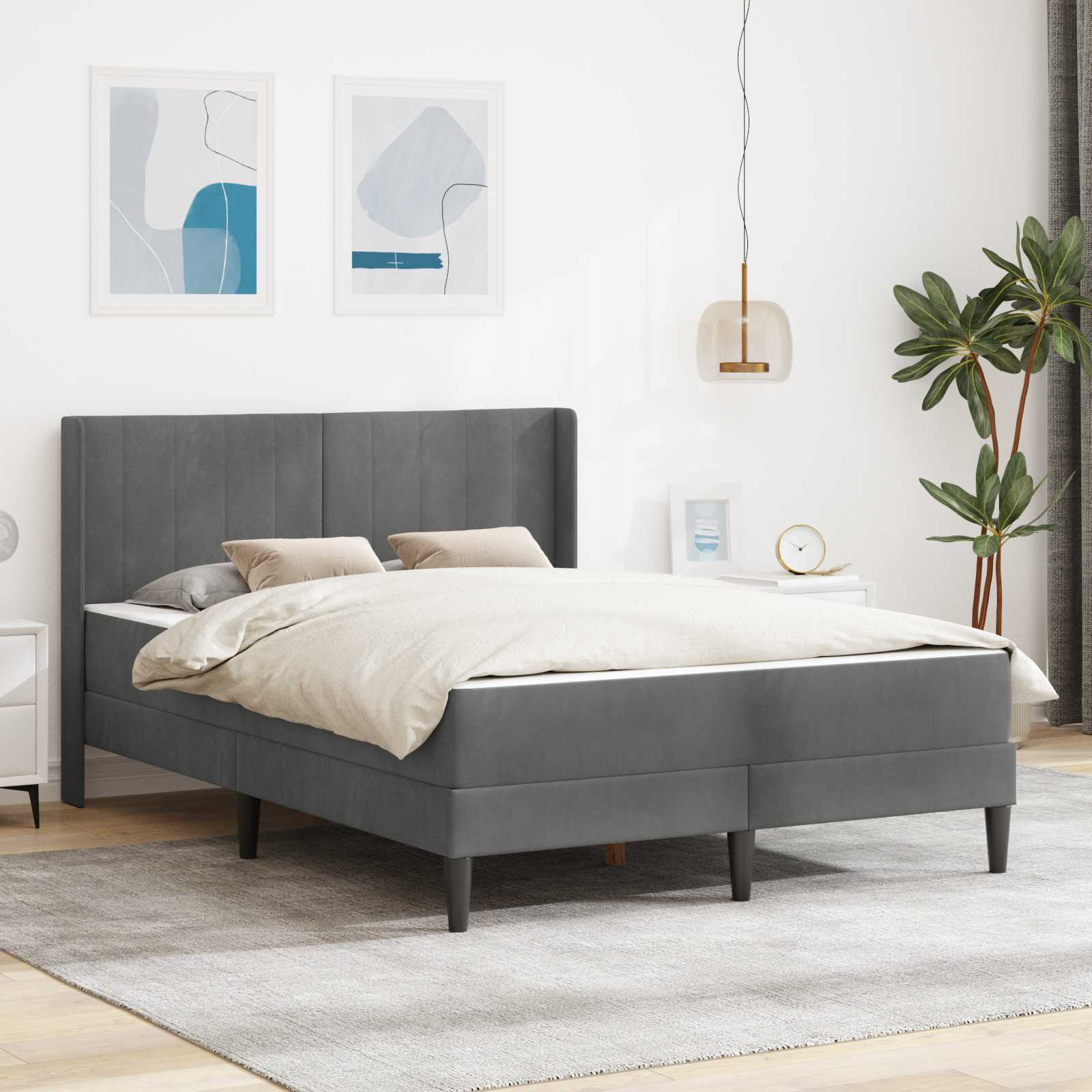 Bedframe Donkergrijs 140 x 190 cm Fluweel