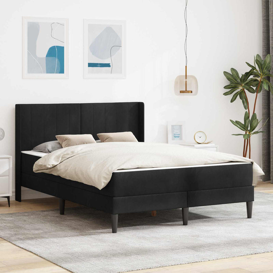 Bedframe met matras met hoofdeinde 2 pcs Zwart Fluweel
