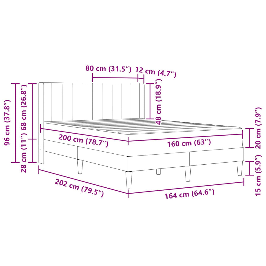 Bedframe Blauw 160 x 200 cm Fluweel