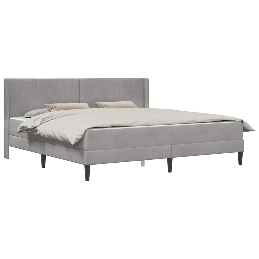 Bedframe met matras met hoofdeinde 2 pcs Lichtgrijs Fluweel