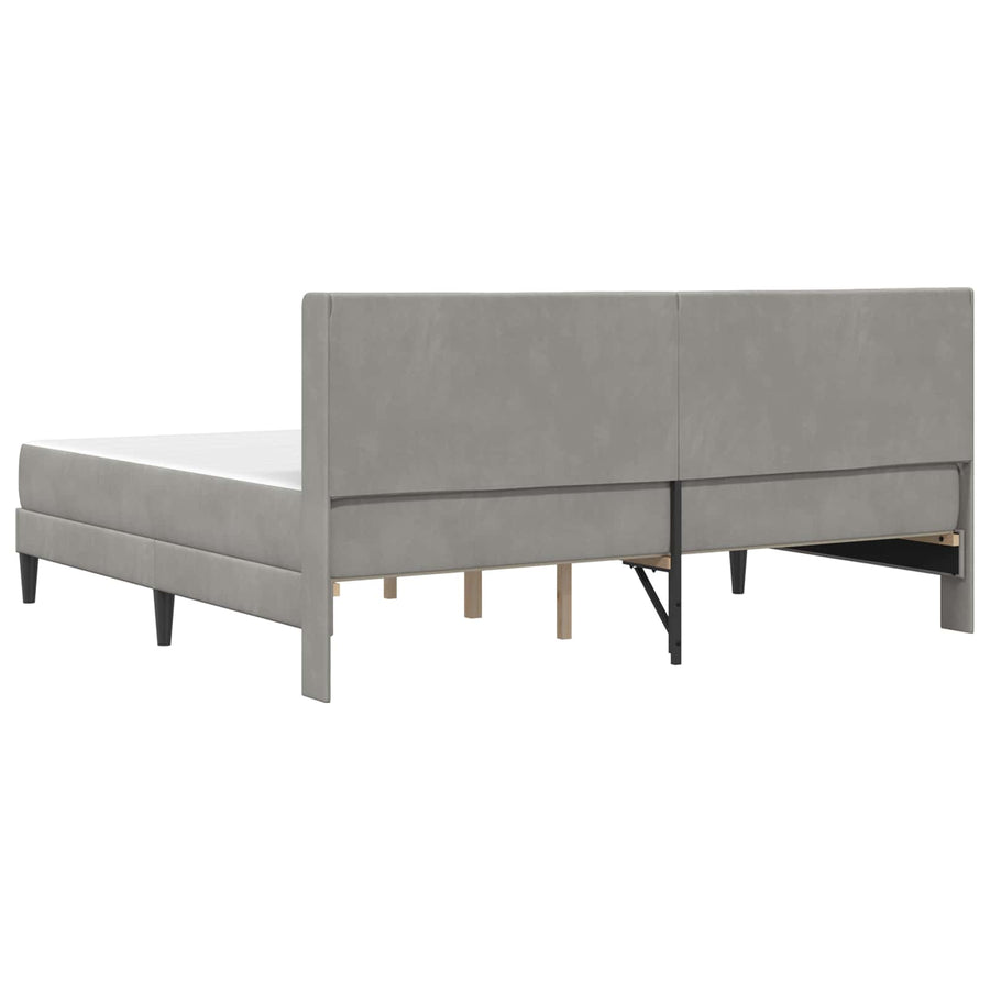 Bedframe met matras met hoofdeinde 2 pcs Lichtgrijs Fluweel