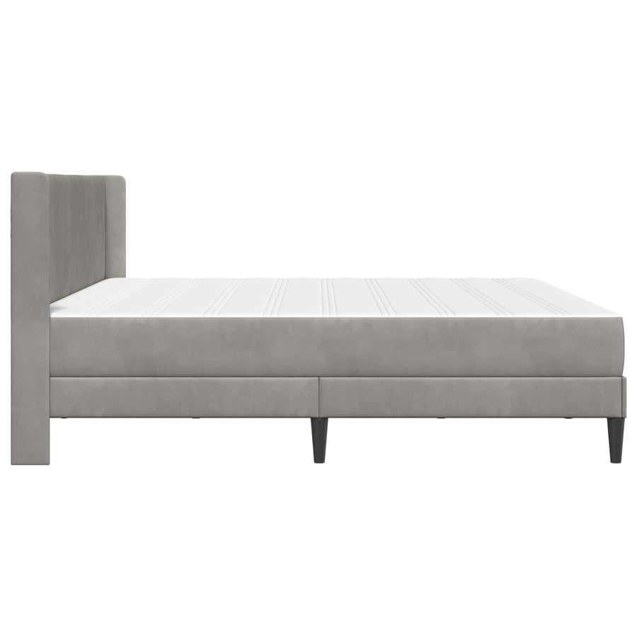 Bedframe met matras met hoofdeinde 2 pcs Lichtgrijs Fluweel