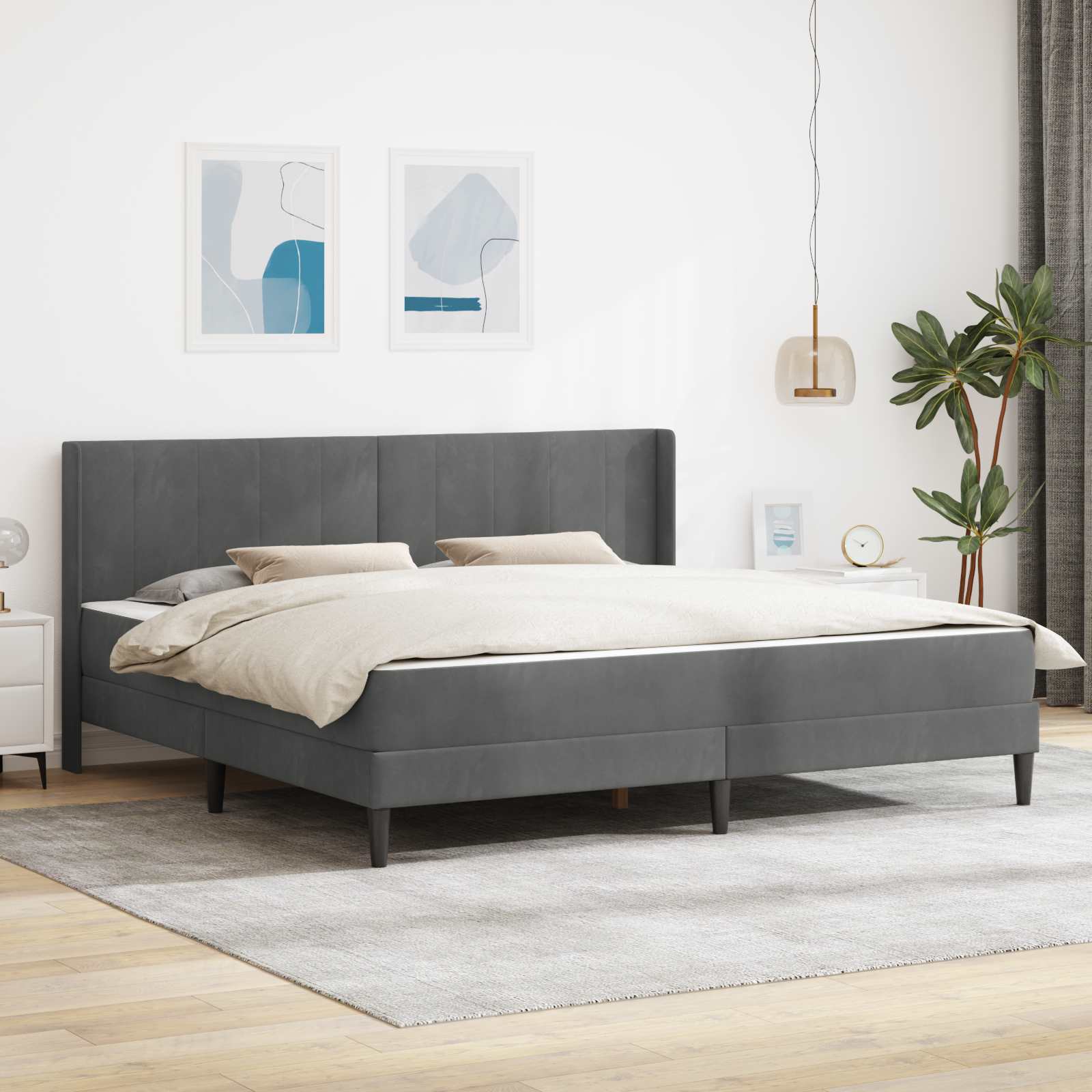Bedframe Donkergrijs 180 x 200 cm Fluweel
