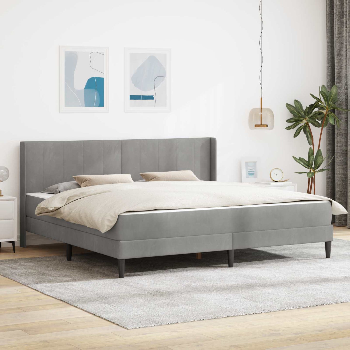 Bedframe Lichtgrijs 200 x 200 cm Fluweel