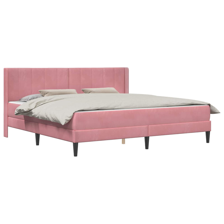 Bedframe met matras met hoofdeinde 2 pcs Roze Fluweel