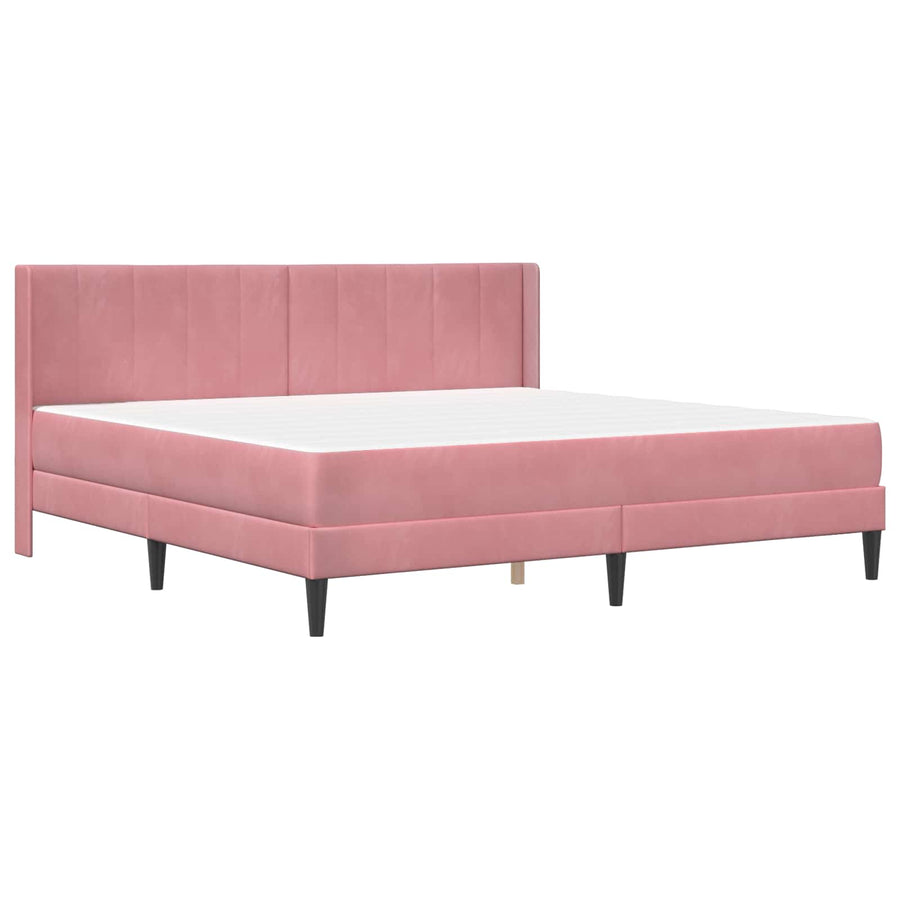 Bedframe met matras met hoofdeinde 2 pcs Roze Fluweel