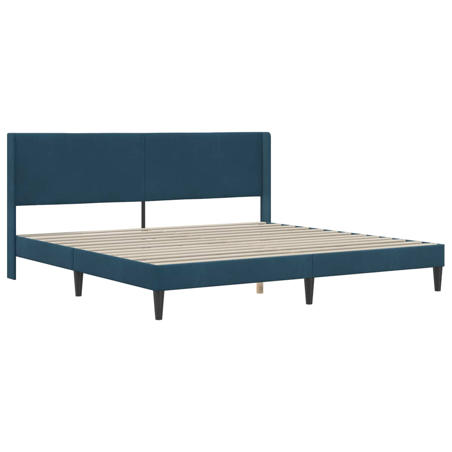 Bedframe met matras met hoofdeinde 2 pcs Blauw Fluweel
