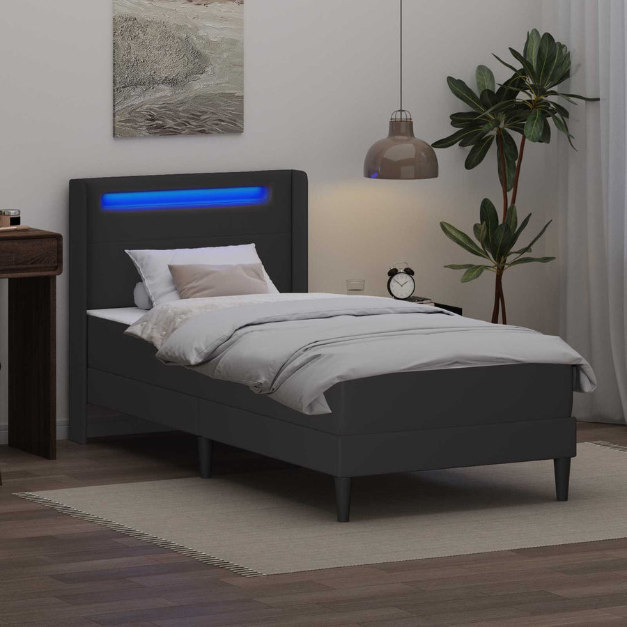 Bedframe met matras Grijs 90 x 190 cm Kunstleer