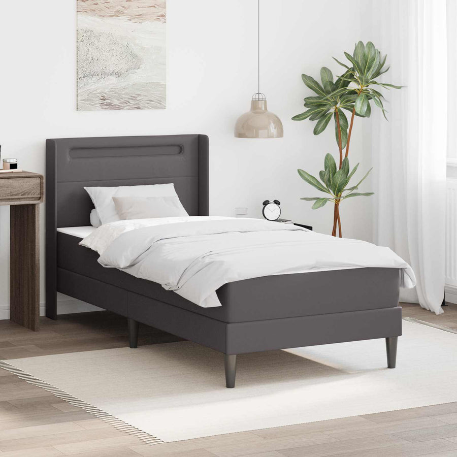 Bedframe met matras Grijs 90 x 190 cm Kunstleer