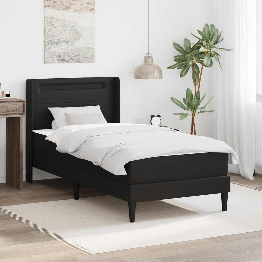 Bedframe met matras Zwart 90 x 190 cm Kunstleer