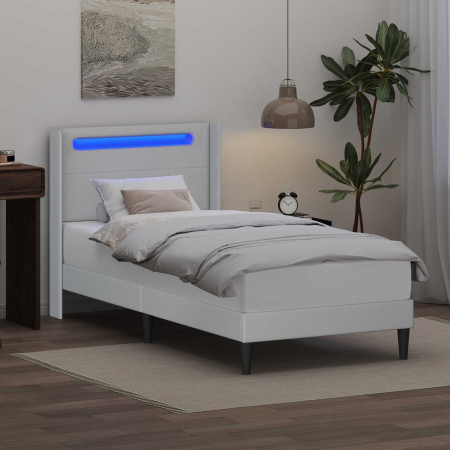 Bedframe met matras Wit 90 x 190 cm Kunstleer