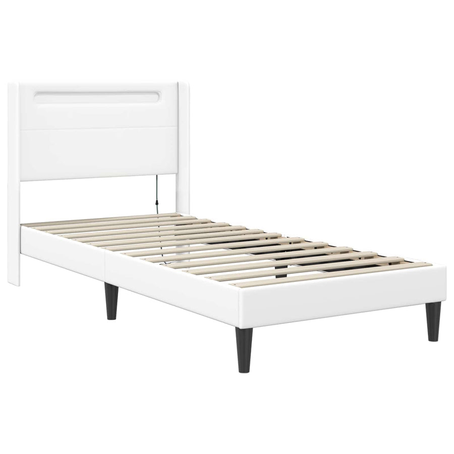 Bedframe met matras Wit 90 x 190 cm Kunstleer